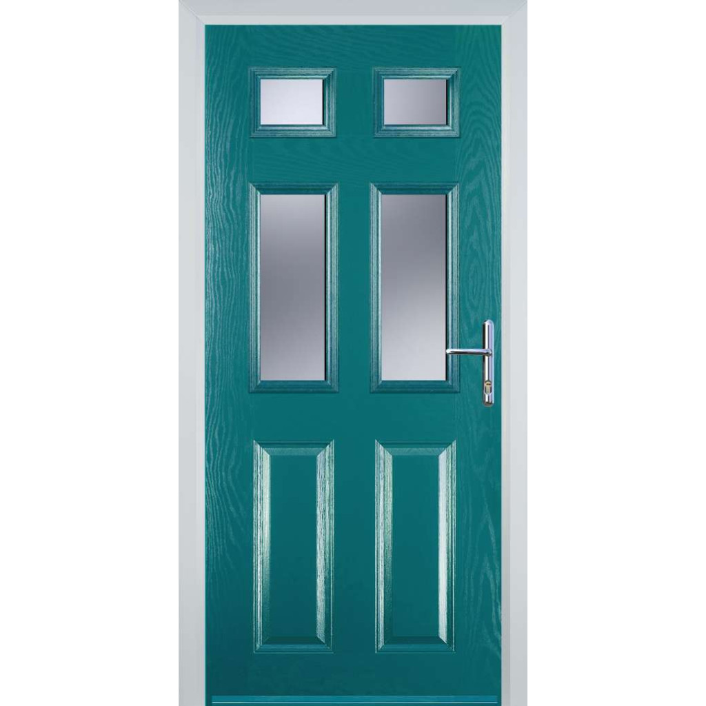 Door Stop 2 Panel 4 Square (T) Composite Traditional Door In Turquoise Blue Image