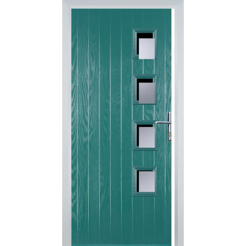 Door Stop 4 Square (W4) Composite Contemporary Door In Turquoise Blue Image