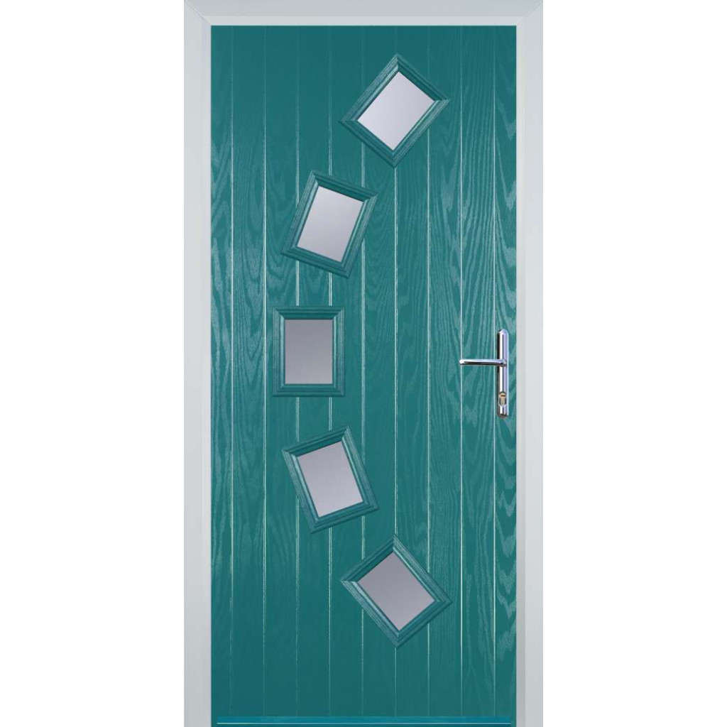 Door Stop 5 Square Curved (54) Composite Contemporary Door In Turquoise Blue Image
