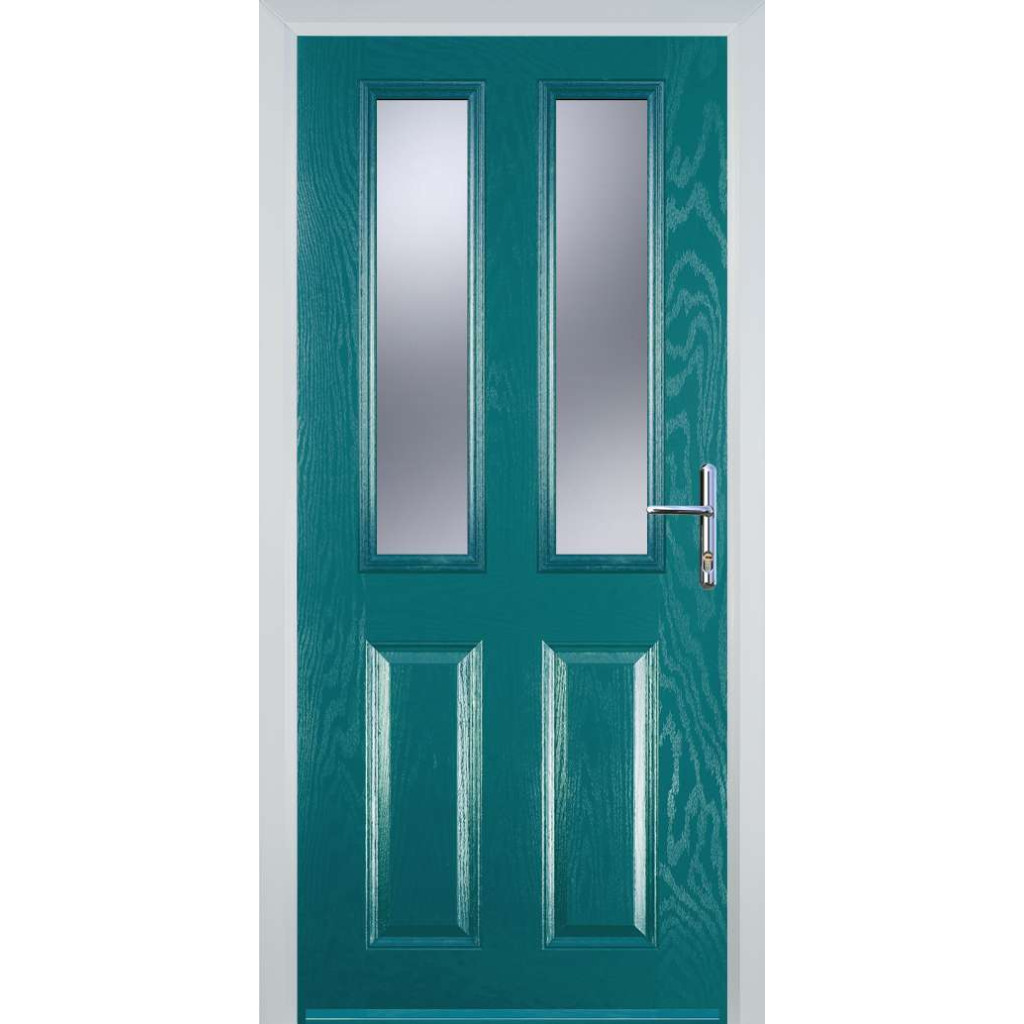 Door Stop 2 Panel 2 Square (C) Composite Traditional Door In Turquoise Blue Image