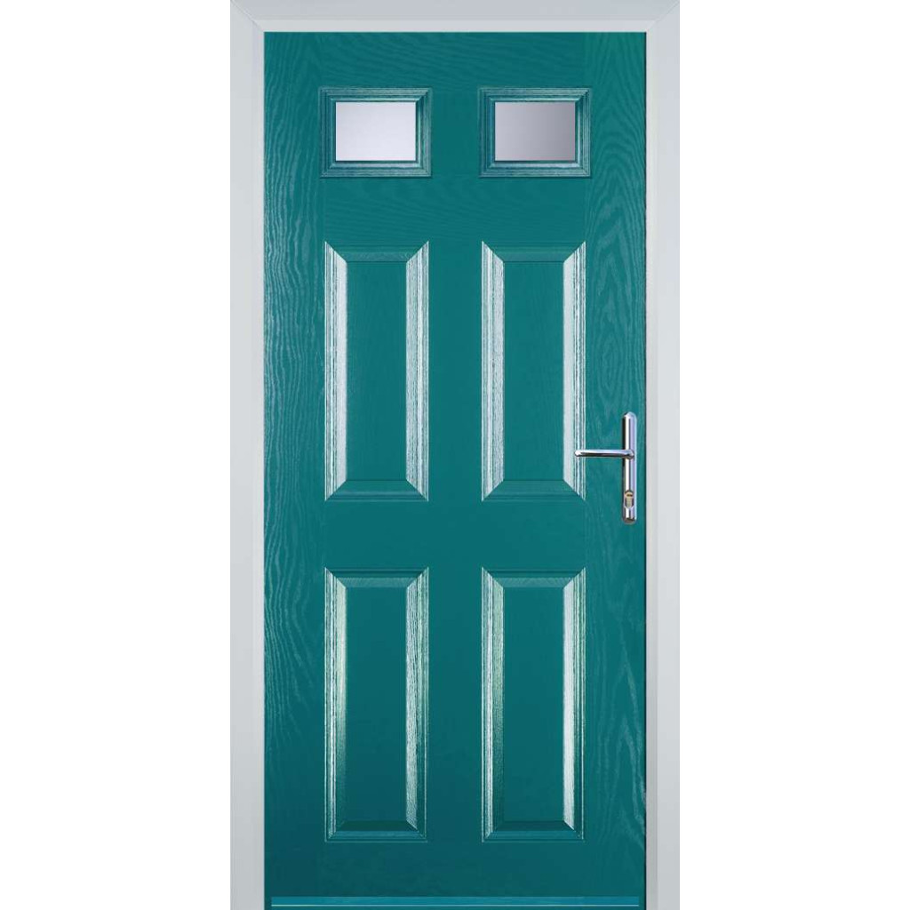 Door Stop 4 Panel 2 Square (I) Composite Traditional Door In Turquoise Blue Image