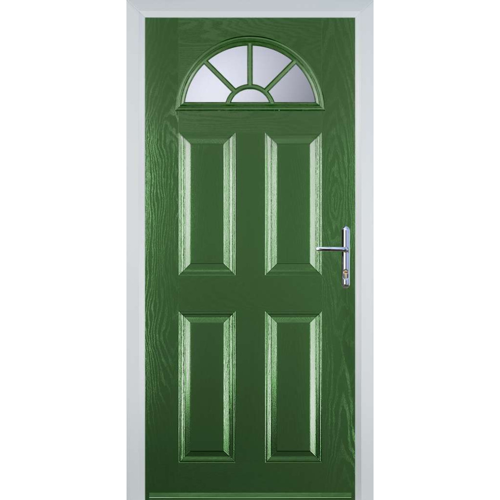 Door Stop 4 Panel Sunburst (J) Composite Traditional Door In Fern Green Image