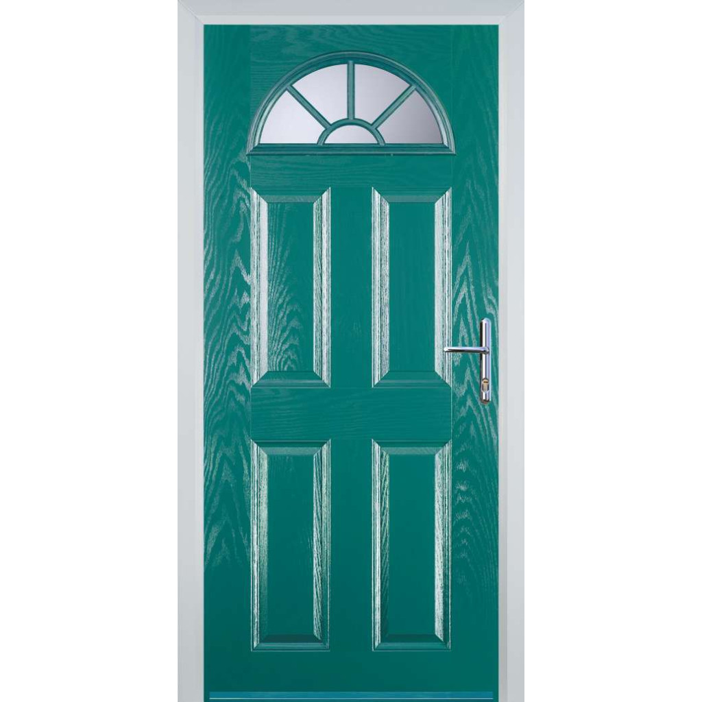 Door Stop 4 Panel Sunburst (J) Composite Traditional Door In Turquoise Blue Image