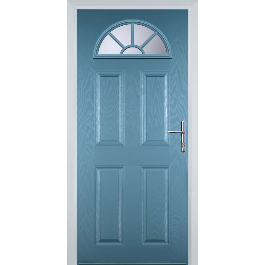 Door Stop 4 Panel Sunburst (J) Composite Traditional Door In Pastel Blue Image