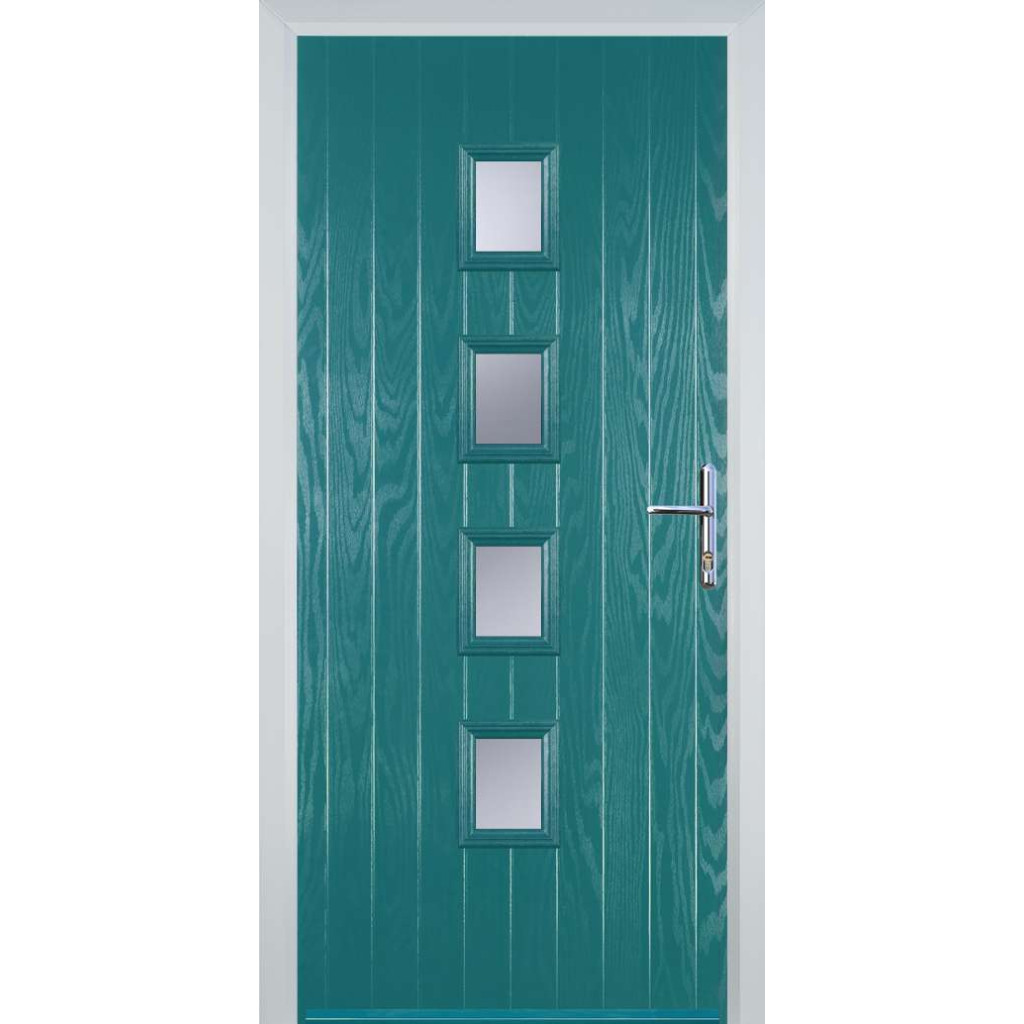 Door Stop 4 Square (W) Composite Contemporary Door In Turquoise Blue Image