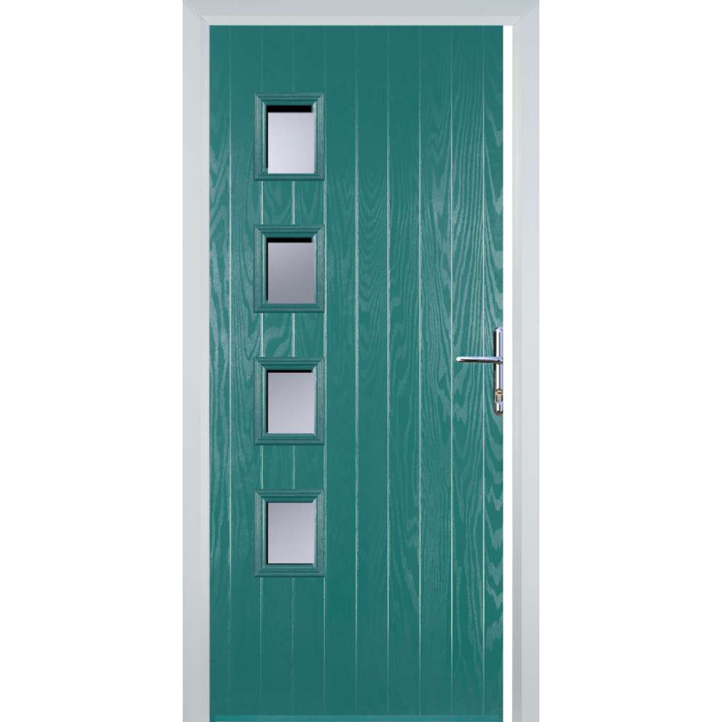 Door Stop 4 Square (W4H) Composite Contemporary Door In Turquoise Blue Image