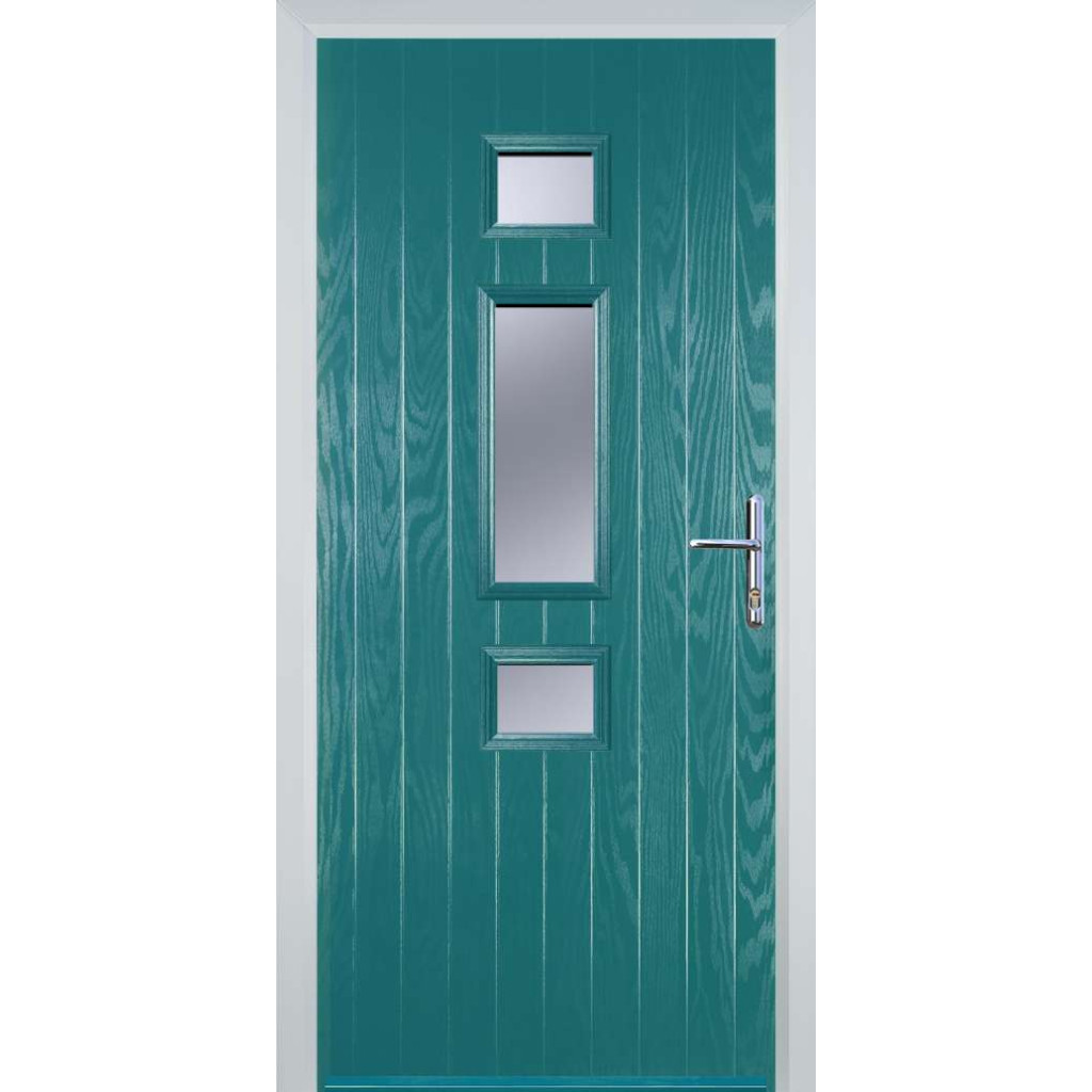 Door Stop Mid 3 Square (S) Composite Contemporary Door In Turquoise Blue Image