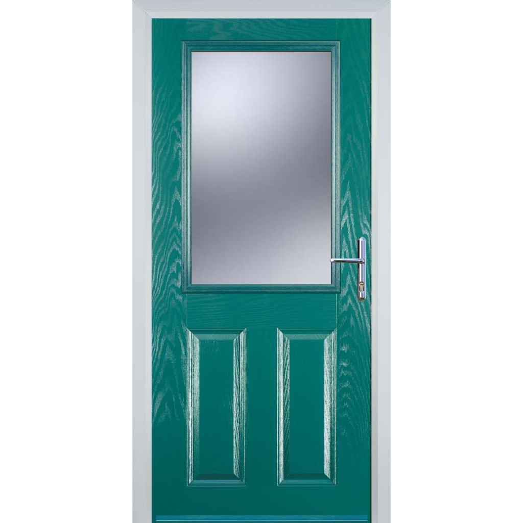 Door Stop 2 Panel 1 Square (F) Composite Traditional Door In Turquoise Blue Image