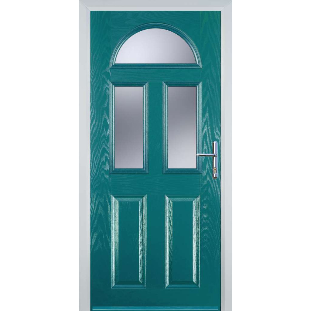Door Stop 2 Panel 2 Square 1 Arch (G) Composite Traditional Door In Turquoise Blue Image