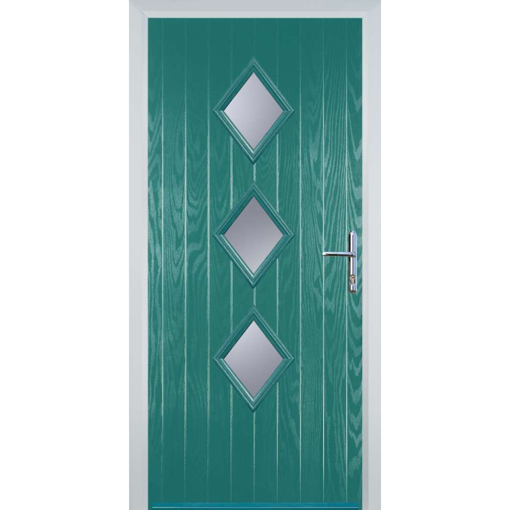 Door Stop 3 Diamond (P3) Composite Contemporary Door In Turquoise Blue Image