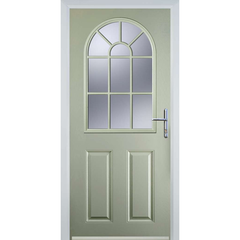Door Stop 2 Panel Sunburst (L) Composite Traditional Door In Pebble Grey Image
