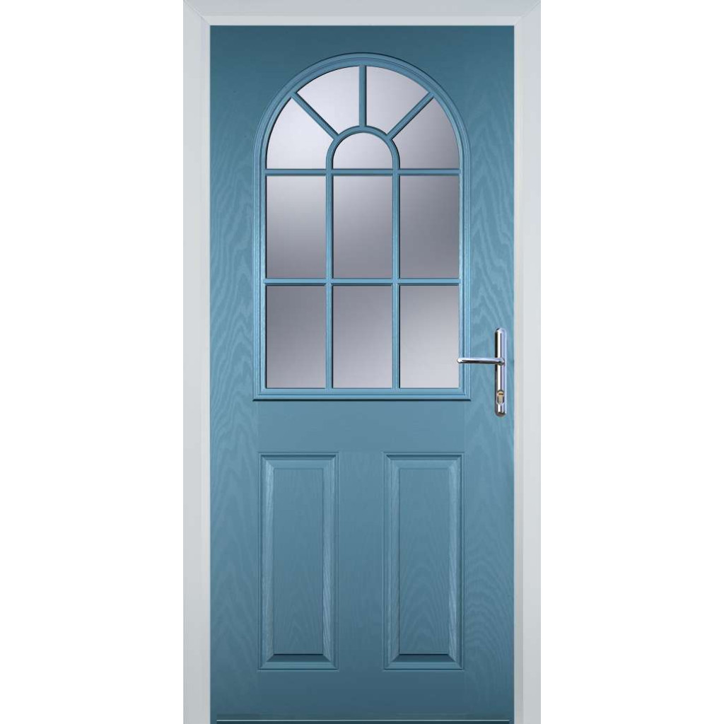 Door Stop 2 Panel Sunburst (L) Composite Traditional Door In Pastel Blue Image