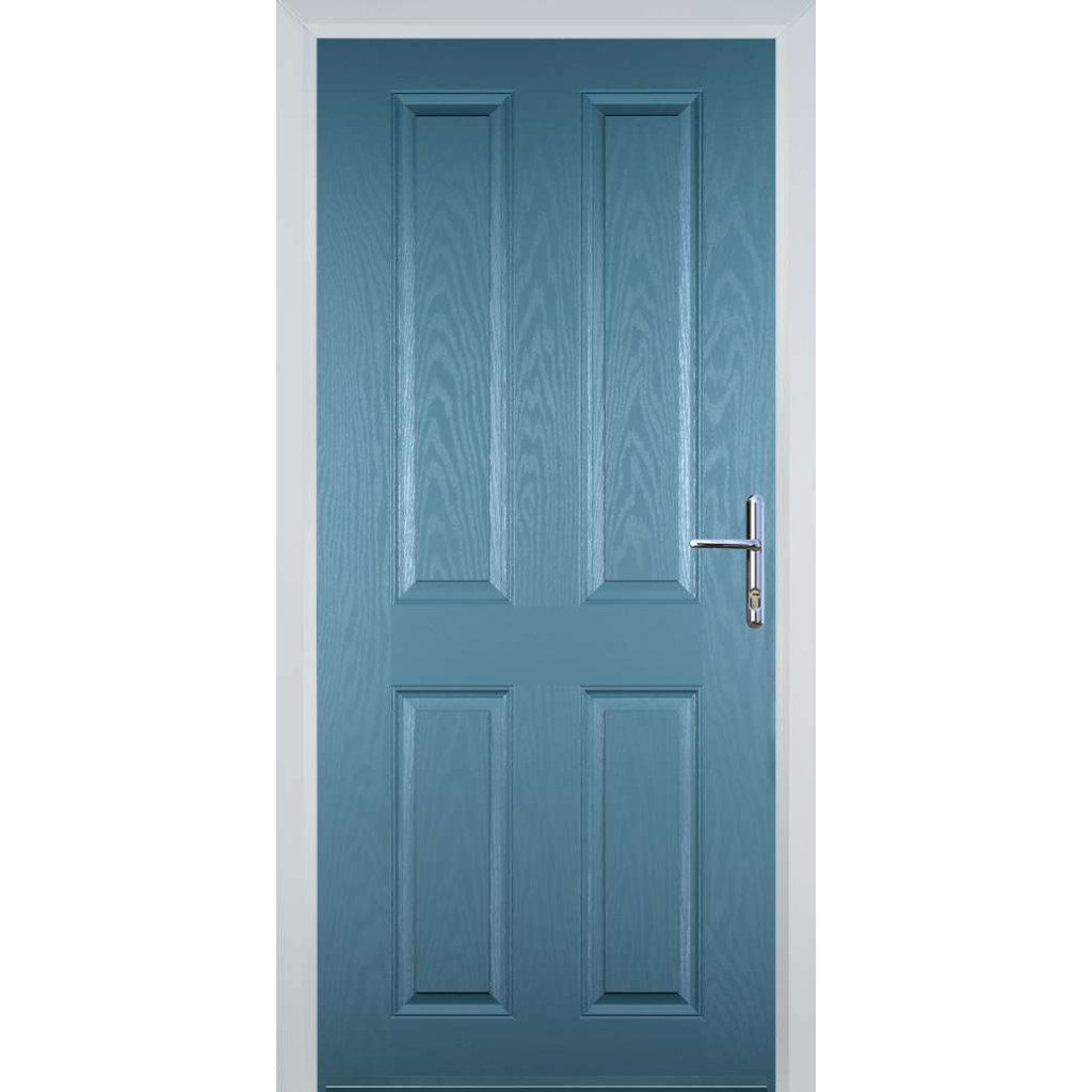 Door Stop 4 Panel (Q) Composite Traditional Door In Pastel Blue Image