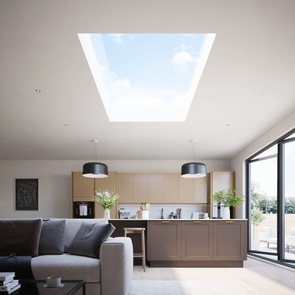 Korniche Flat Roof Glass In White (Ral 9010G) - (1000mm x 1000mm) Image