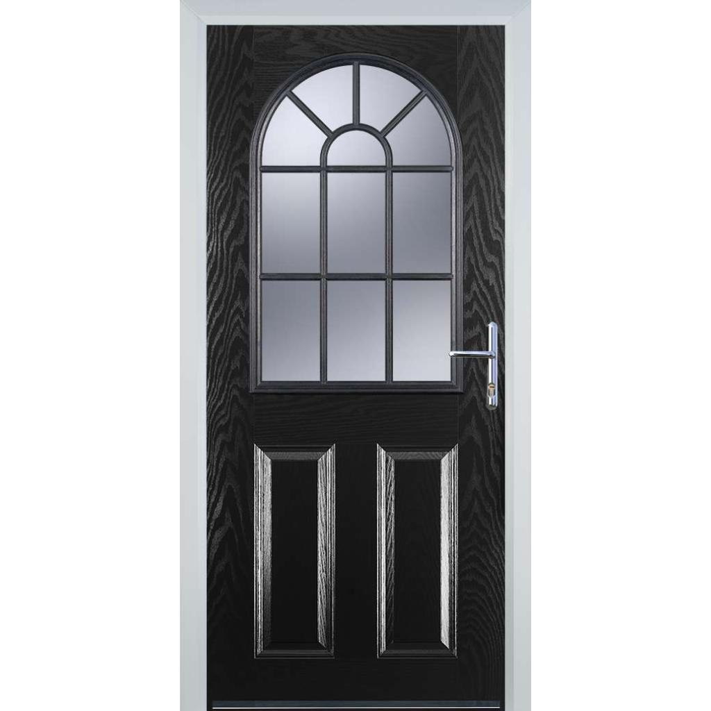 Door Stop 2 Panel Sunburst (L) Composite Traditional Door In Black Image