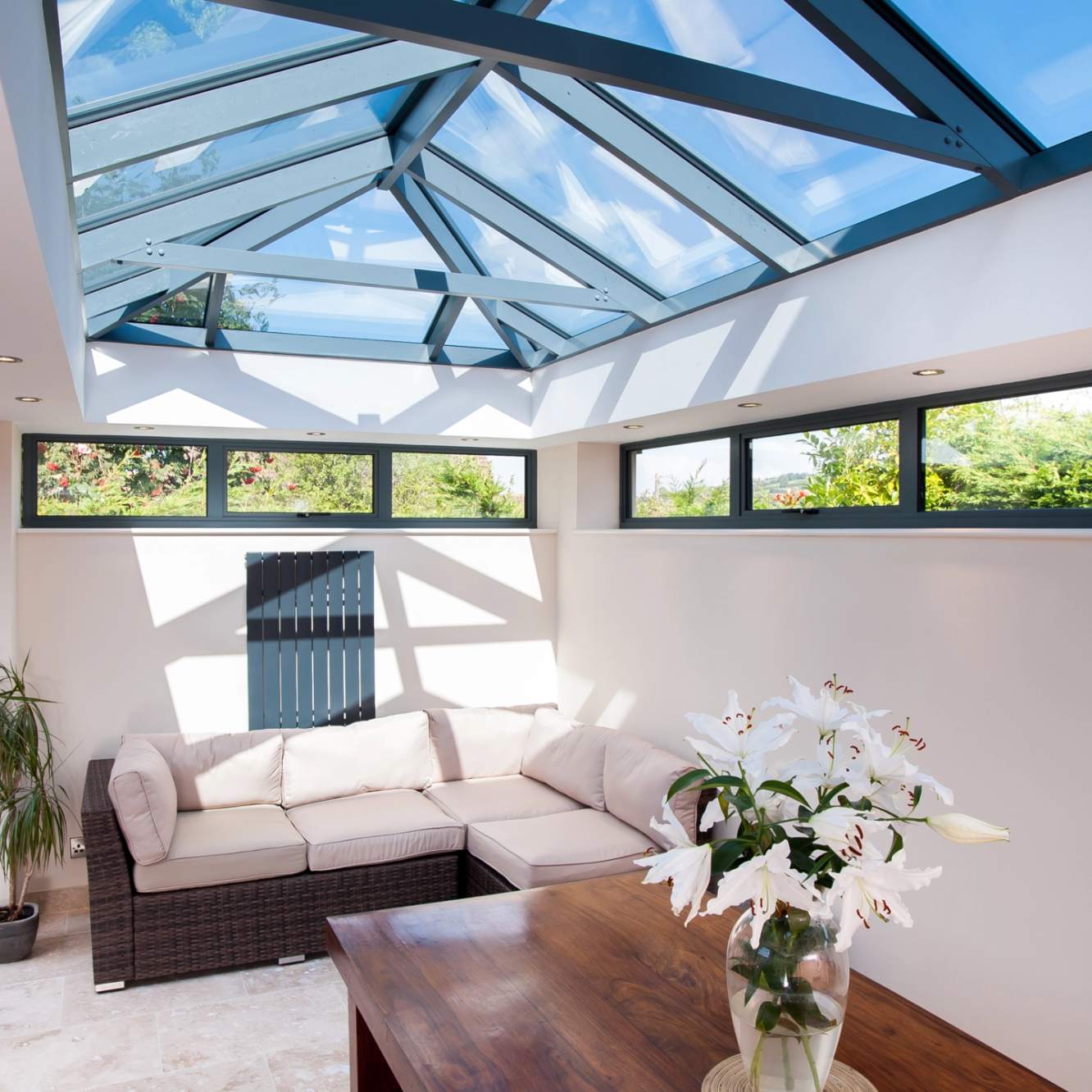 Atlas Roof Lantern  - Traditional Style (1000mm x 2000mm) In White - Double Glazed - Self clean Solar Blue Image