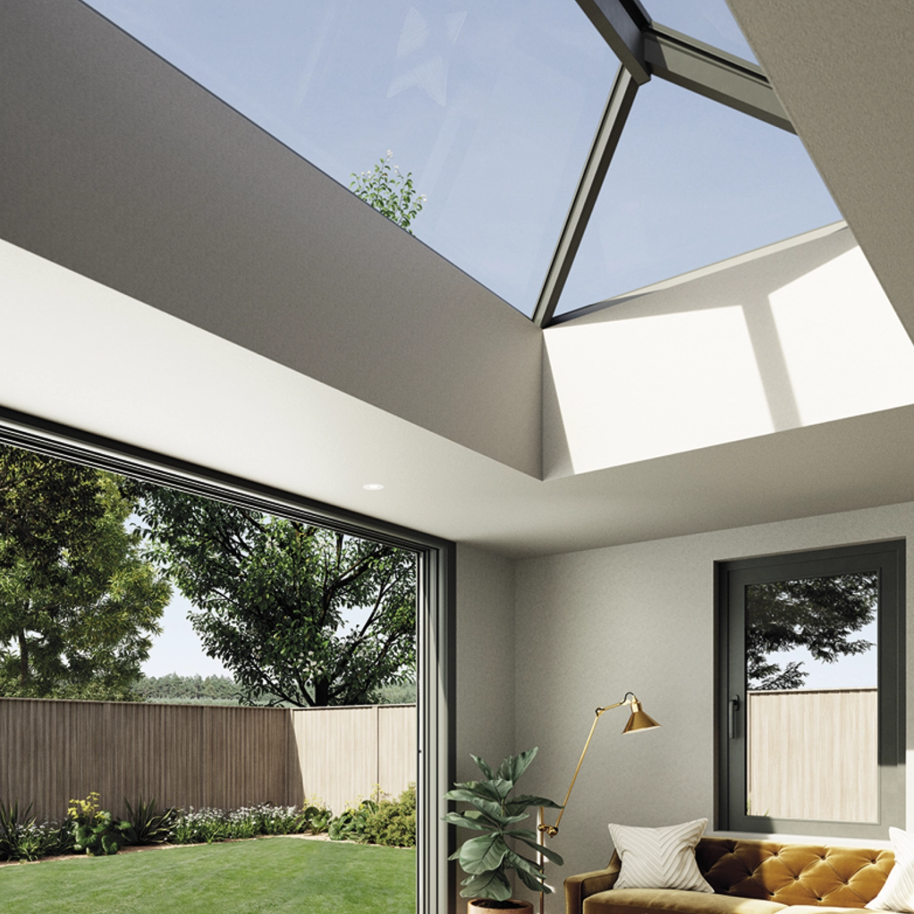 Atlas Roof Lantern  - Contemporary Style (1000mm x 1500mm) In White - Double Glazed - Self clean Solar Blue Image