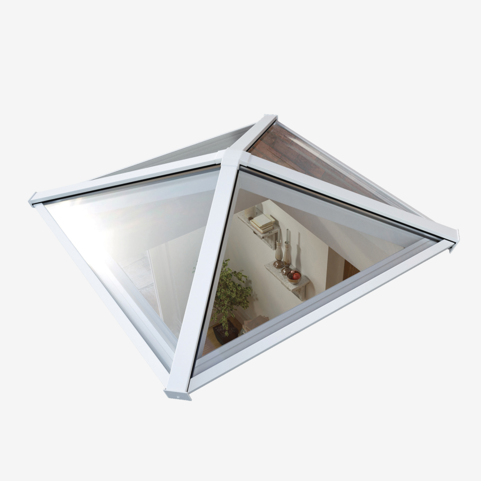 Atlas Square/Pyramid Lantern (1000mm x 1000mm) In White - Double Glazed - Self clean Solar Blue Large
                        Image