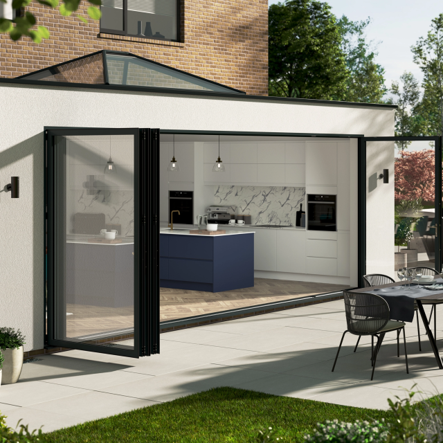 Korniche 2 Pane Bi-Fold Door In White (Satin) - All Doors Fold Right to Left (1400mm x 1810mm) Thumbnail