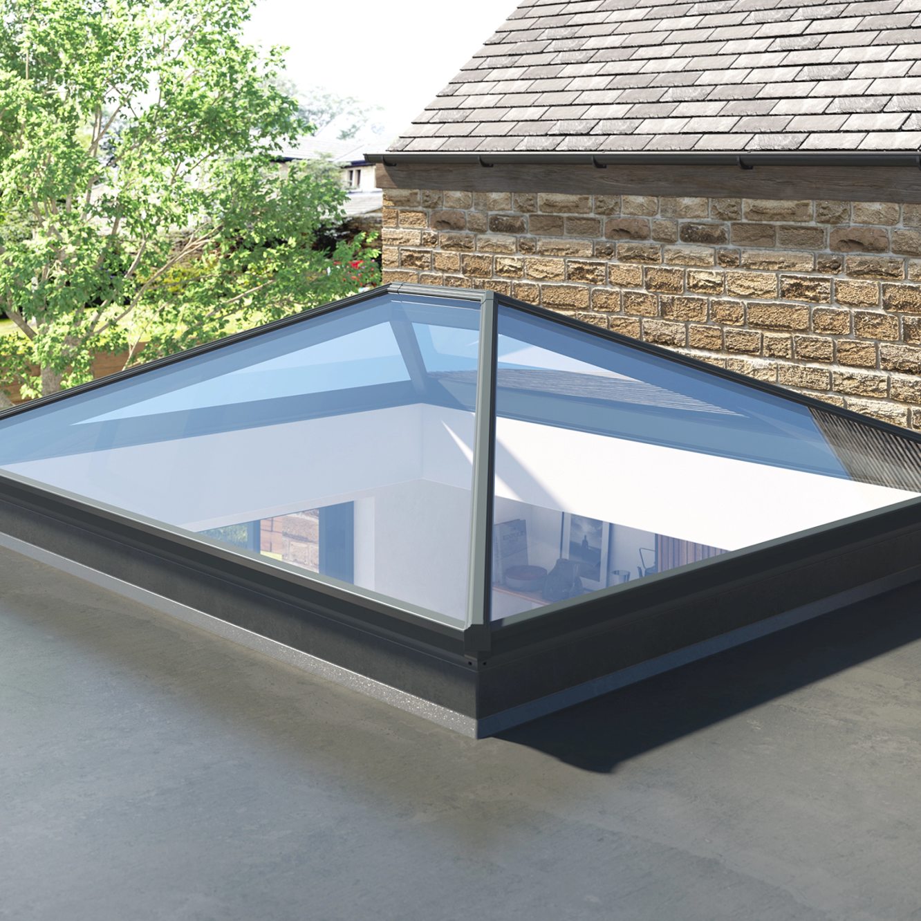 Korniche Roof Lantern In White (Ral 9010G) - (1000mm x 1000mm) Image