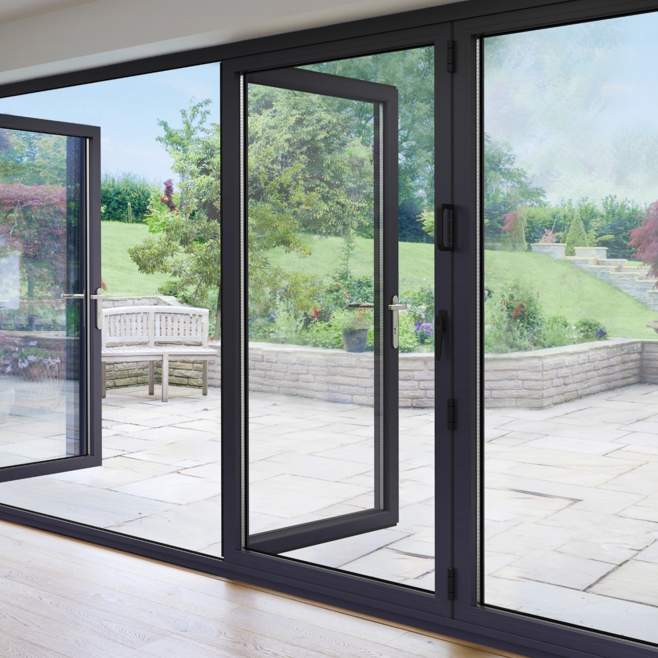 Smart Visofold 2 Pane Bi-Fold Door In Grey (Matt) - (1600mm x 2400mm) Image