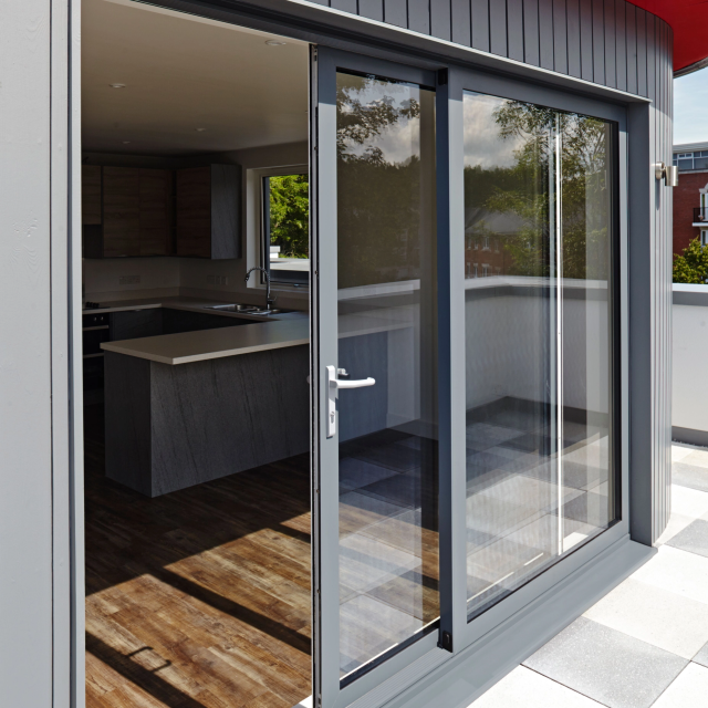 Smart Visoglide 2 Pane Sliding Door In Grey (Matt) - (2000mm x 2000mm) Thumbnail