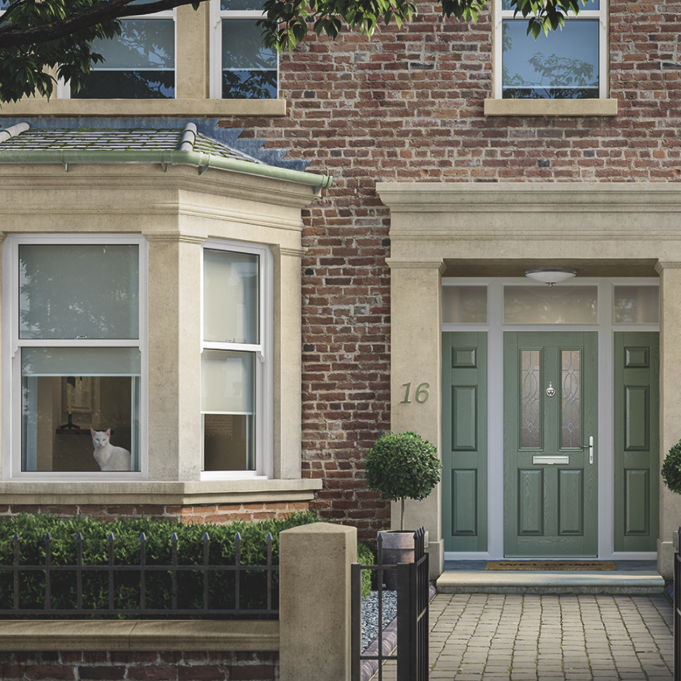 Door Stop 2 Panel 2 Arch (A) Composite Traditional Door In Black Image