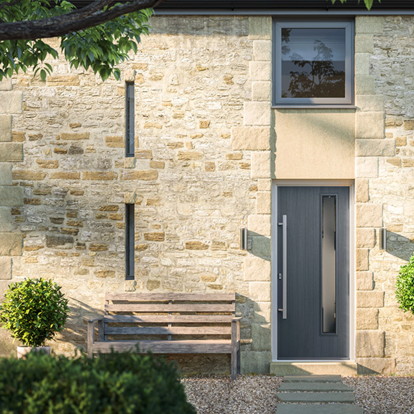 Door Stop 2 Panel 2 Arch (A) Composite Traditional Door In Black Image