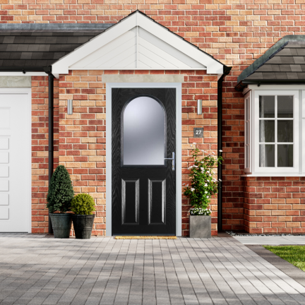 Door Stop 2 Panel 1 Arch (E) Composite Traditional Door In Black