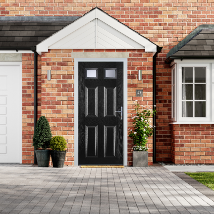 Door Stop 4 Panel 2 Square (I) Composite Traditional Door In Black