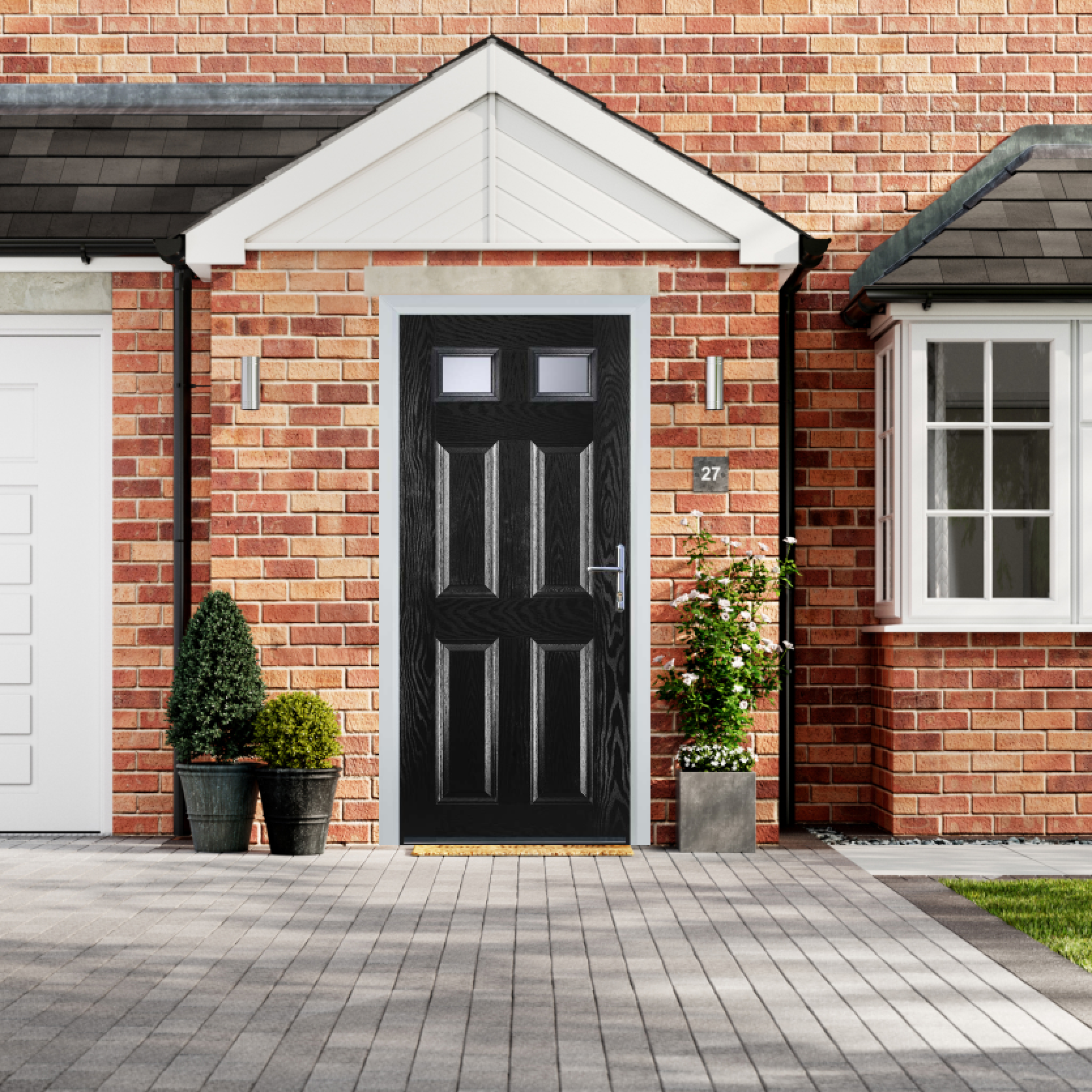 Door Stop 4 Panel 2 Square (I) Composite Traditional Door In Black Large
                        Image