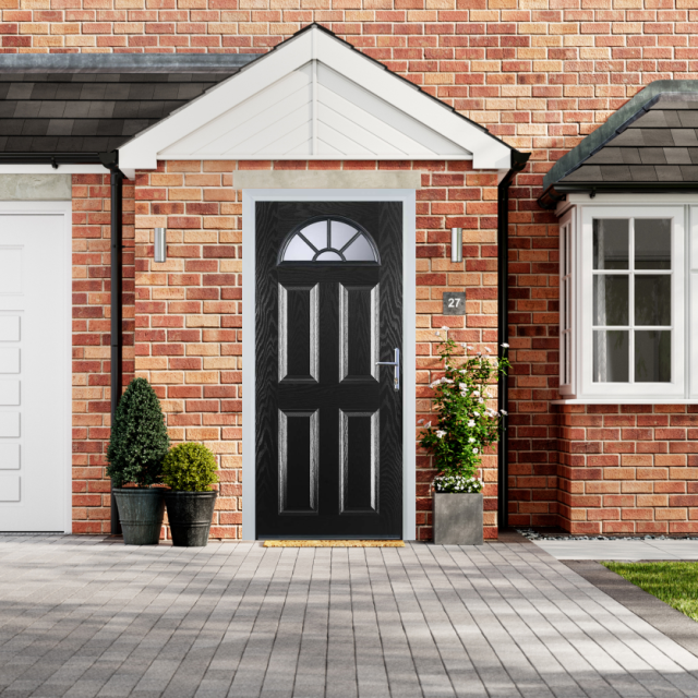 Door Stop 4 Panel Sunburst (J) Composite Traditional Door In Black Thumbnail