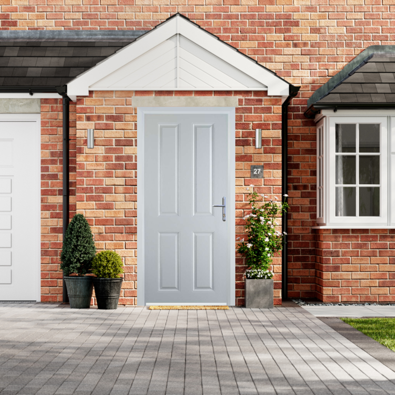 Door Stop 4 Panel (Q) Composite Traditional Door In White Image