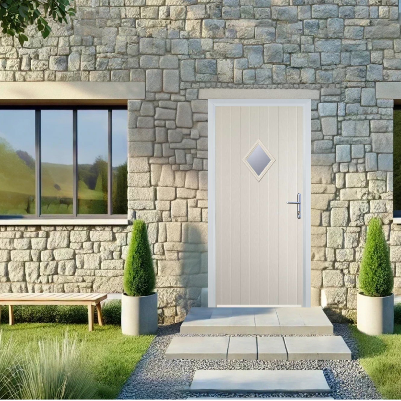 Door Stop Diamond (P) Composite Cottage Door In Cream Image
