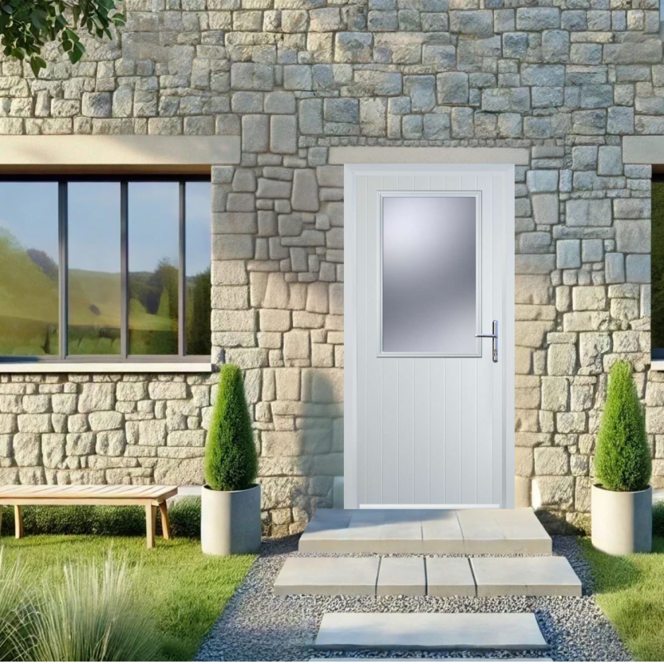 Door Stop Cottage Half Glaze (V) Composite Cottage Door In White Image