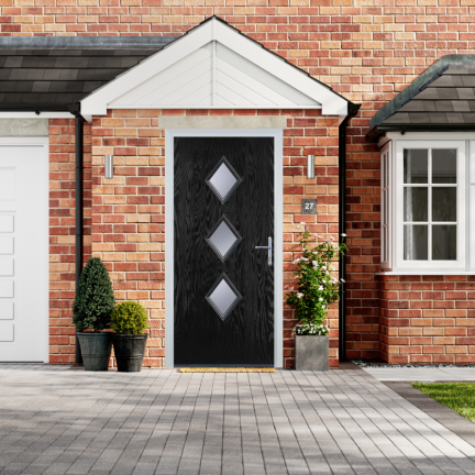 Door Stop 3 Diamond - Flush Grained (P3) Composite Flush Door In Black