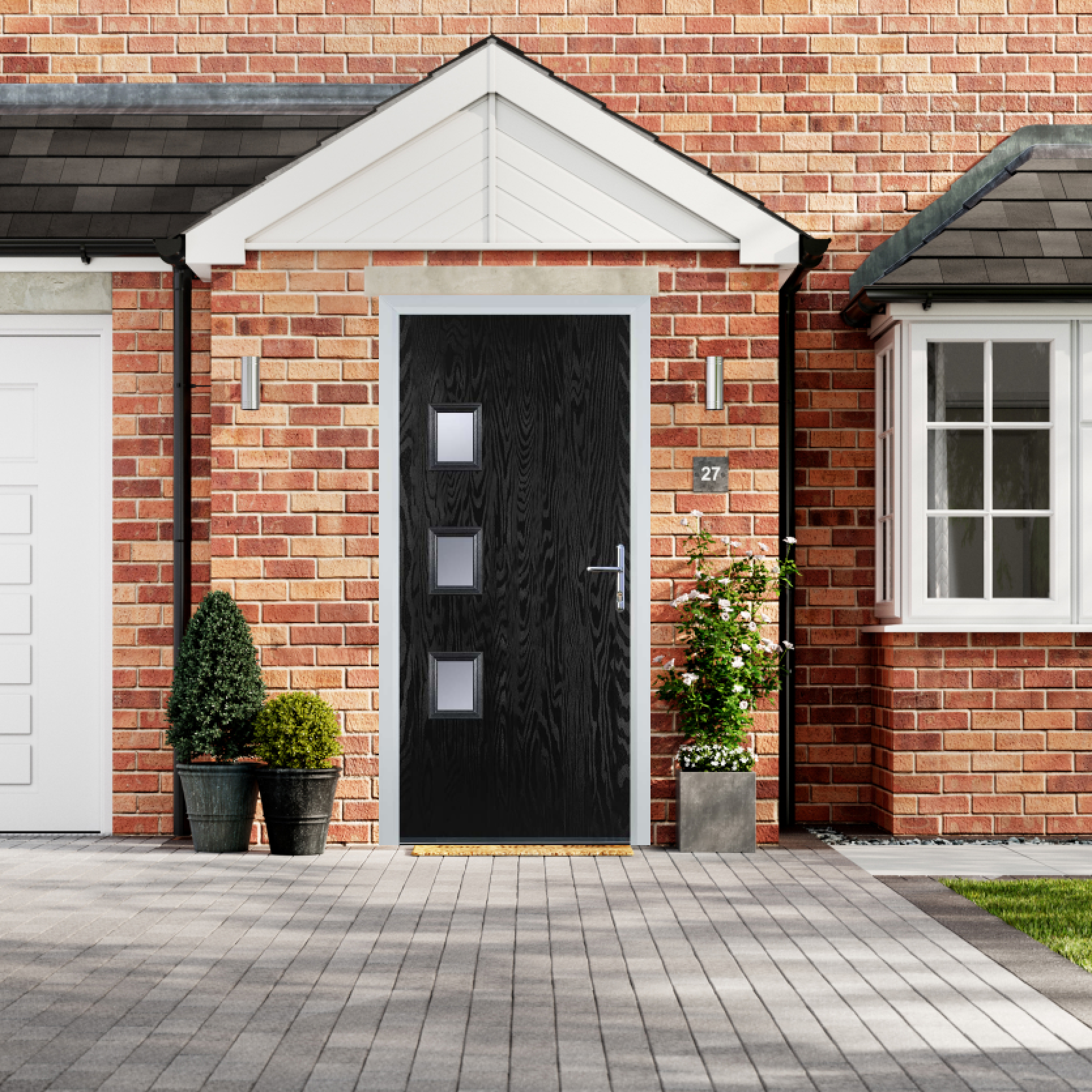 Door Stop 3 Square - Flush Grained (YH) Composite Flush Door In Black Large
                        Image