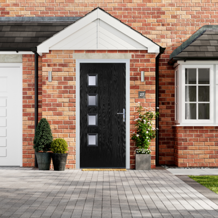 Door Stop 4 Square - Flush Grained (W4H) Composite Flush Door In Black