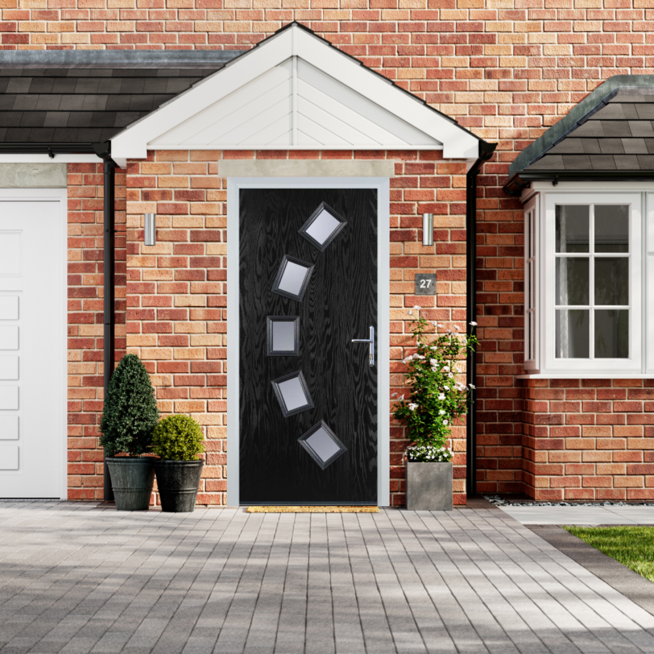 Door Stop 5 Square Curved - Flush Grained (54) Composite Flush Door In Black Image