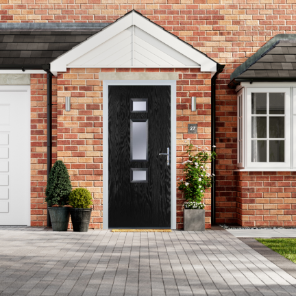 Door Stop Mid 3 Square - Flush Grained (S) Composite Flush Door In Black